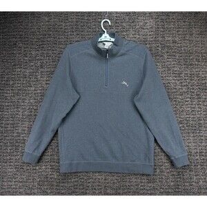 Tommy Bahama Reversible Sweater Mens Large Gray 1/4 Zip Pullover Golf Preppy